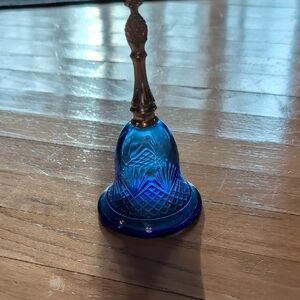 Avon Blue Glass Bell with Gold Accent